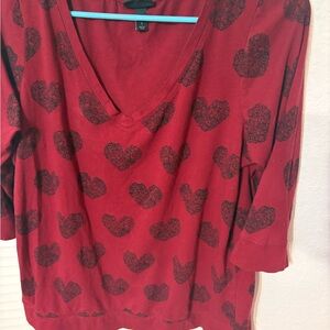Torrid Red Heart Print Long Sleeve Top